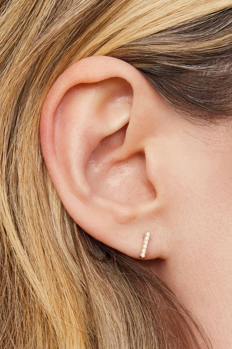 14K Yellow Gold Brooklyn Bar Diamond Studs, Alternate, color, Yellow Gold