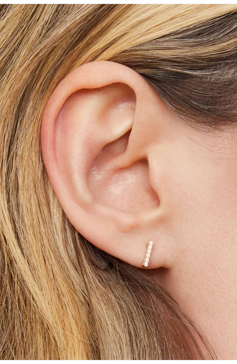 Oradina 14K Yellow Gold Brooklyn Bar Diamond Studs, Alternate, color, Yellow Gold