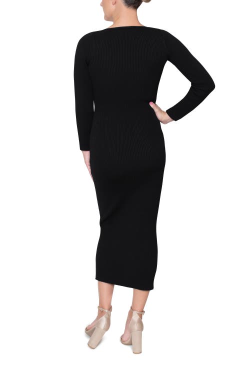 Rachel Rachel Roy Coraline Wrap Top Midi Sweater Dress In Black