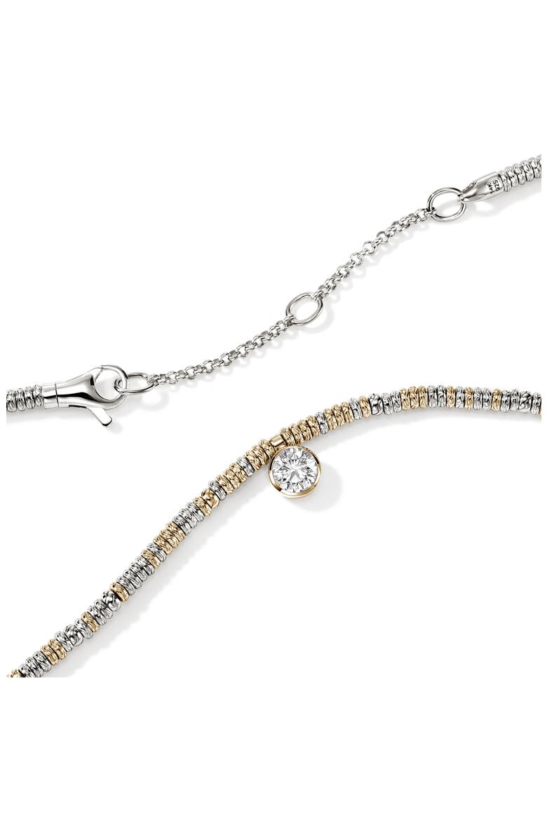 JH Lovestruck Sterling Silver & 14k Gold Lab Grown Diamond Heishi Pendant Necklace, Alternate, color, SILVER AND GOLD