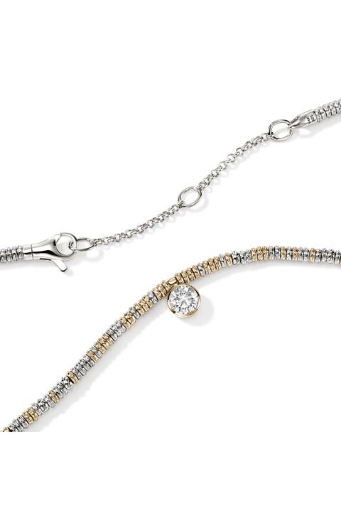 JH Lovestruck Sterling Silver & 14k Gold Lab Grown Diamond Heishi Pendant Necklace