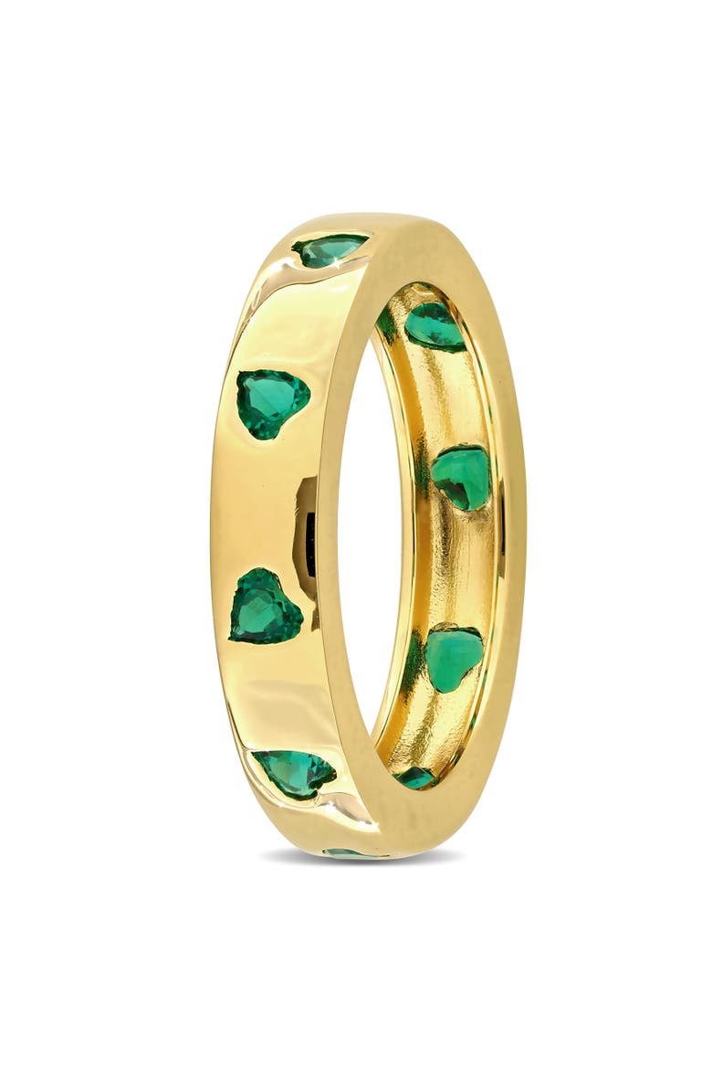 Lab-Created Gemstone Heart Eternity Ring, Alternate, color, Emerald