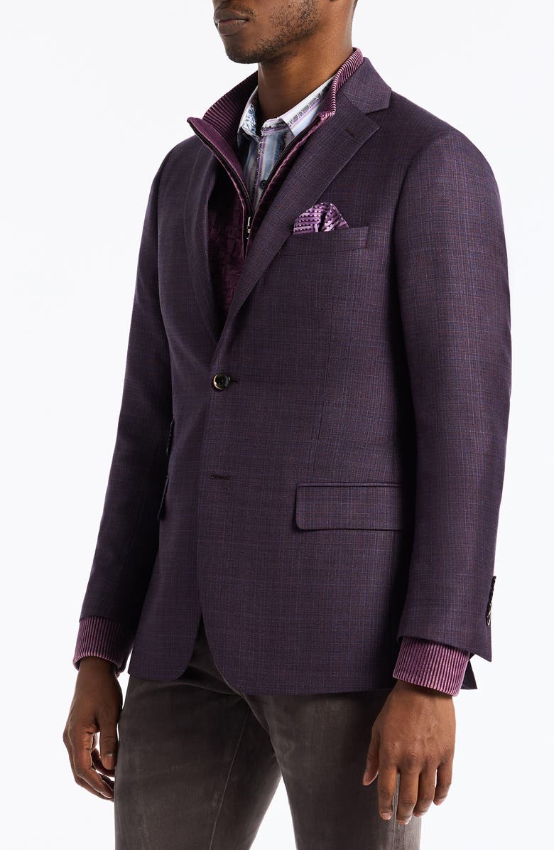 Robert Graham Woodson Purple Mélange Wool Blend Sport Coat, Alternate, color, Berry