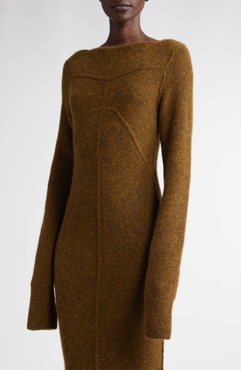 Rick Owens Luna Long Sleeve Open Back Brushed Sweater Dress, Alternate, color, 