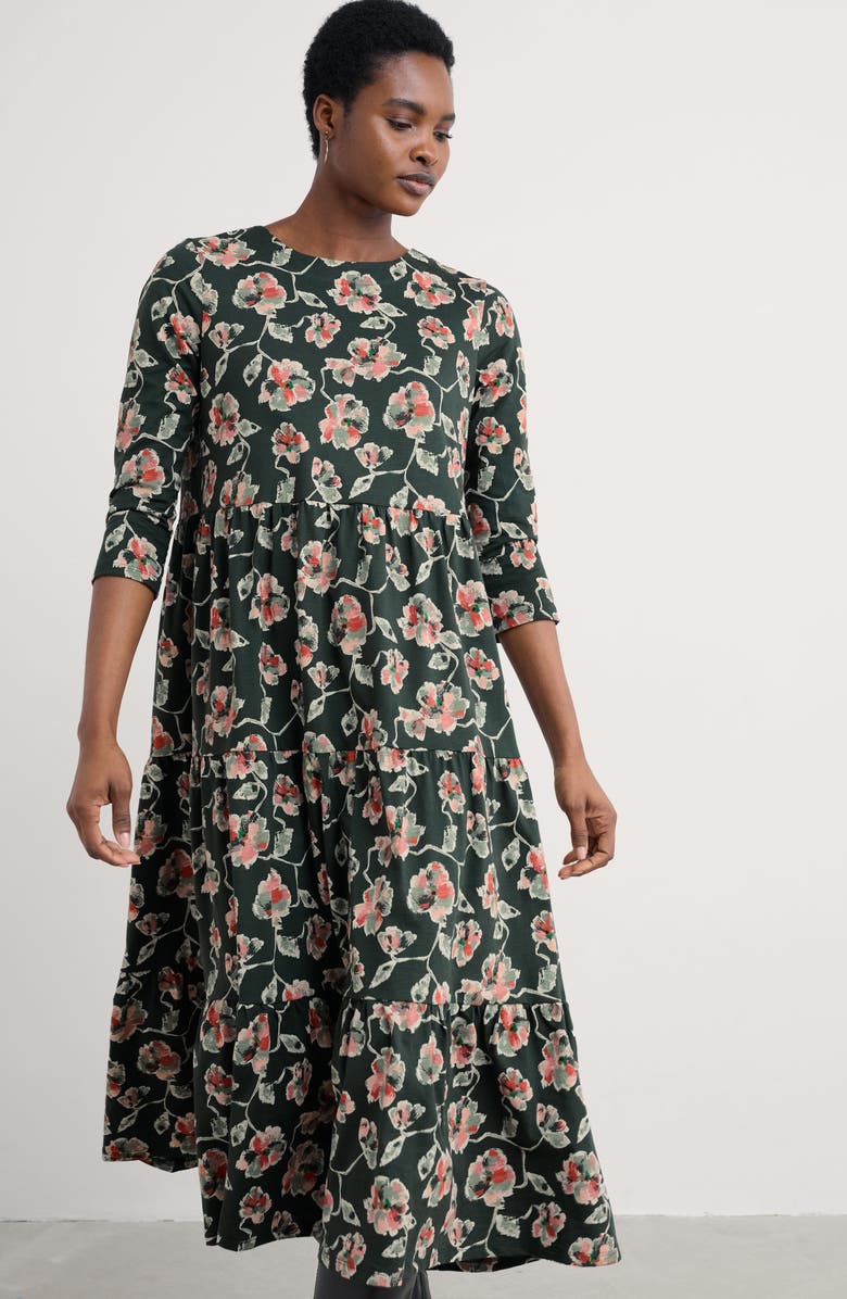 Seasalt Cornwall Line Strokes Floral Print Dress, Main, color, Artist Camellia Coppice