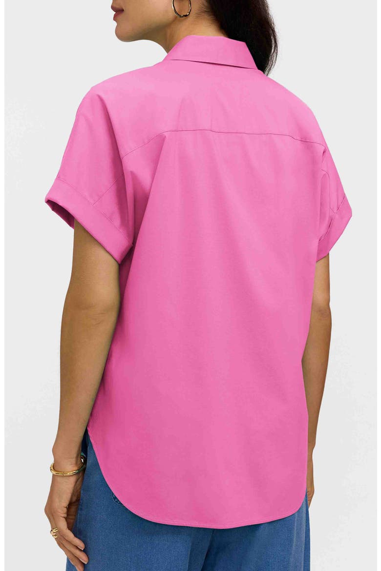 Abigail Short Sleeve Button-Up Shirt, Alternate, color, GUAVA PINK