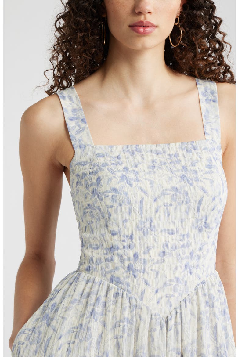 Floral Sleeveless Fit & Flare Sundress, Alternate, color, BLUE FLORAL