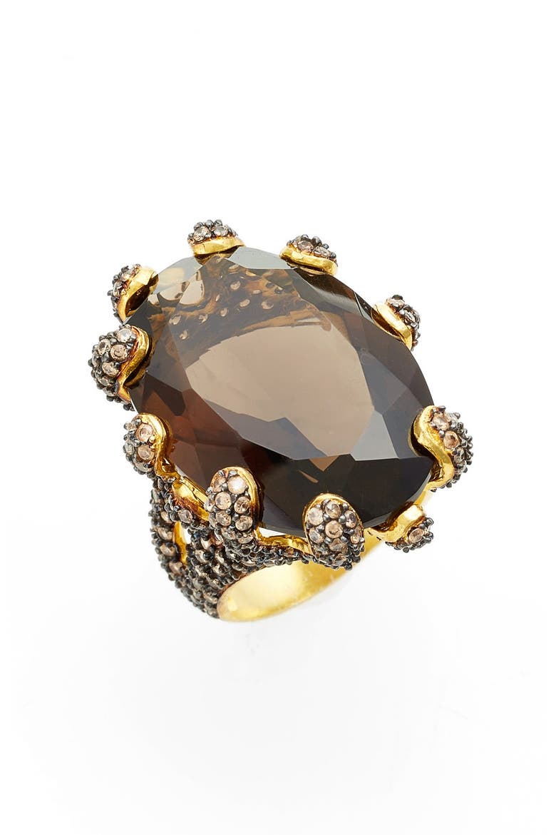 Semiprecious Stone Ring, Main, color, SMOKEY TOPAZ / GOLD