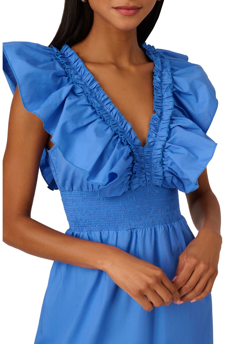 Ruffle Smocked Waist Maxi Dress, Alternate, color, COOL WATER