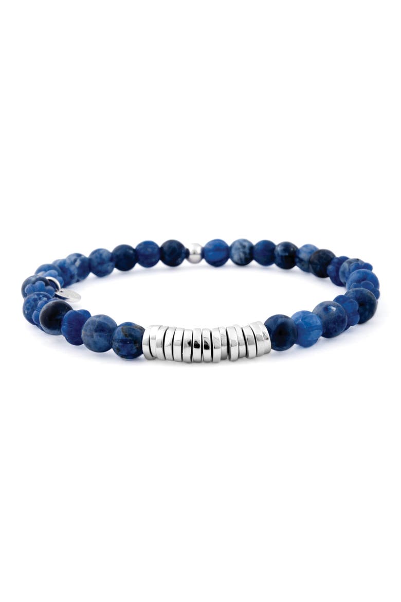 Men's Classic Discs Beaded Bracelet, Main, color, BLUE