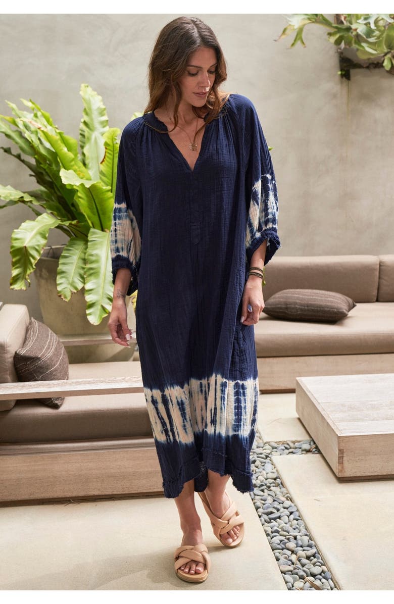 ocean+main Tie Dye Gauze Dress with Pockets, Alternate, color, Navy Sedona