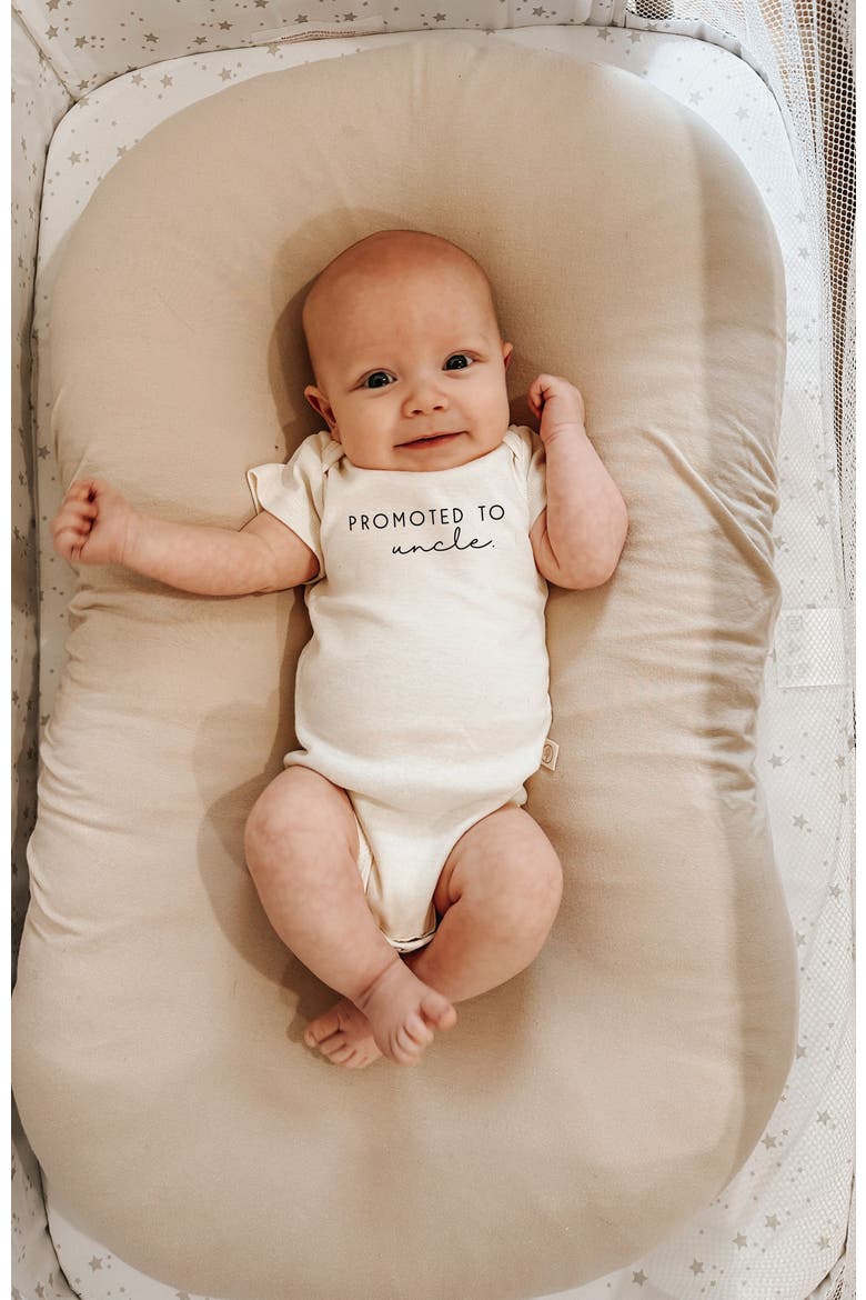 Promoted to Uncle Organic Baby Bodysuit, Alternate, color, Natural