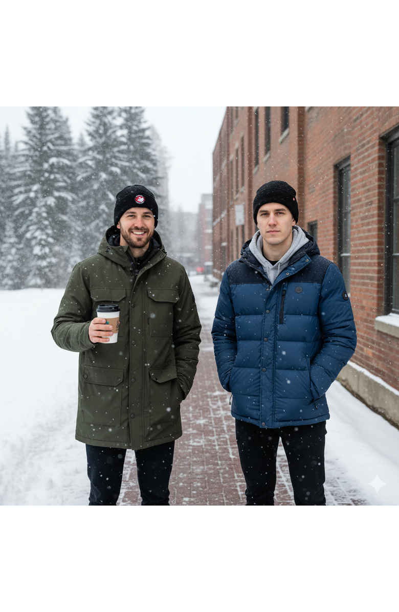 CANADA WEATHER GEAR Men's 2-Pack Ribbed Knit Beanies, Alternate, color, Black & Black