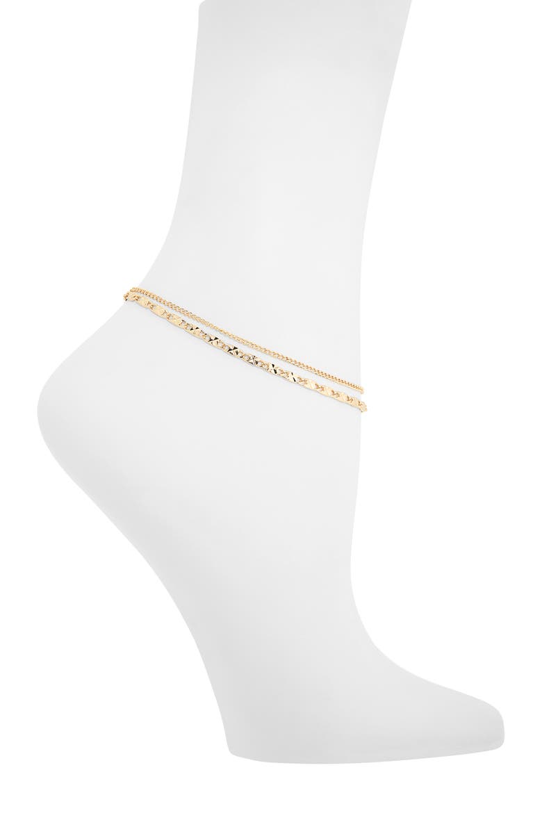 Layer Chain Anklet, Main, color, GOLD TONE