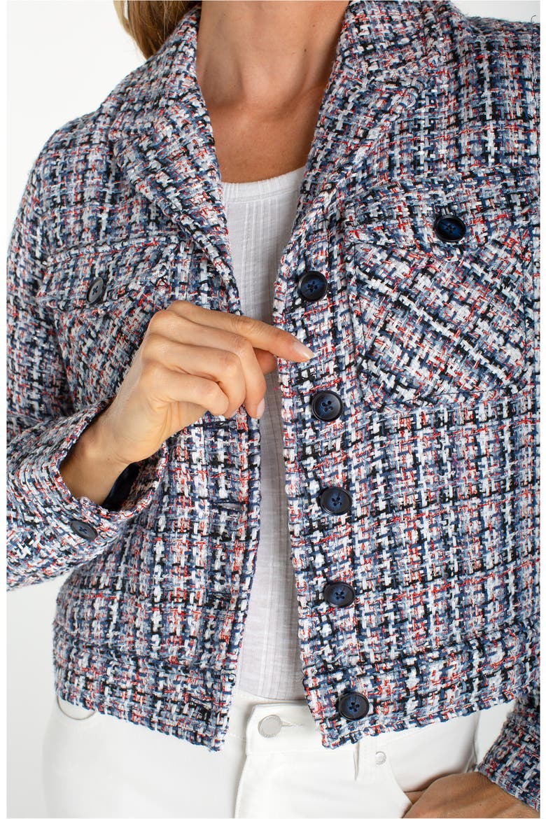 Tweed Crop Jacket, Alternate, color, NAVY/ MULTI PLAID
