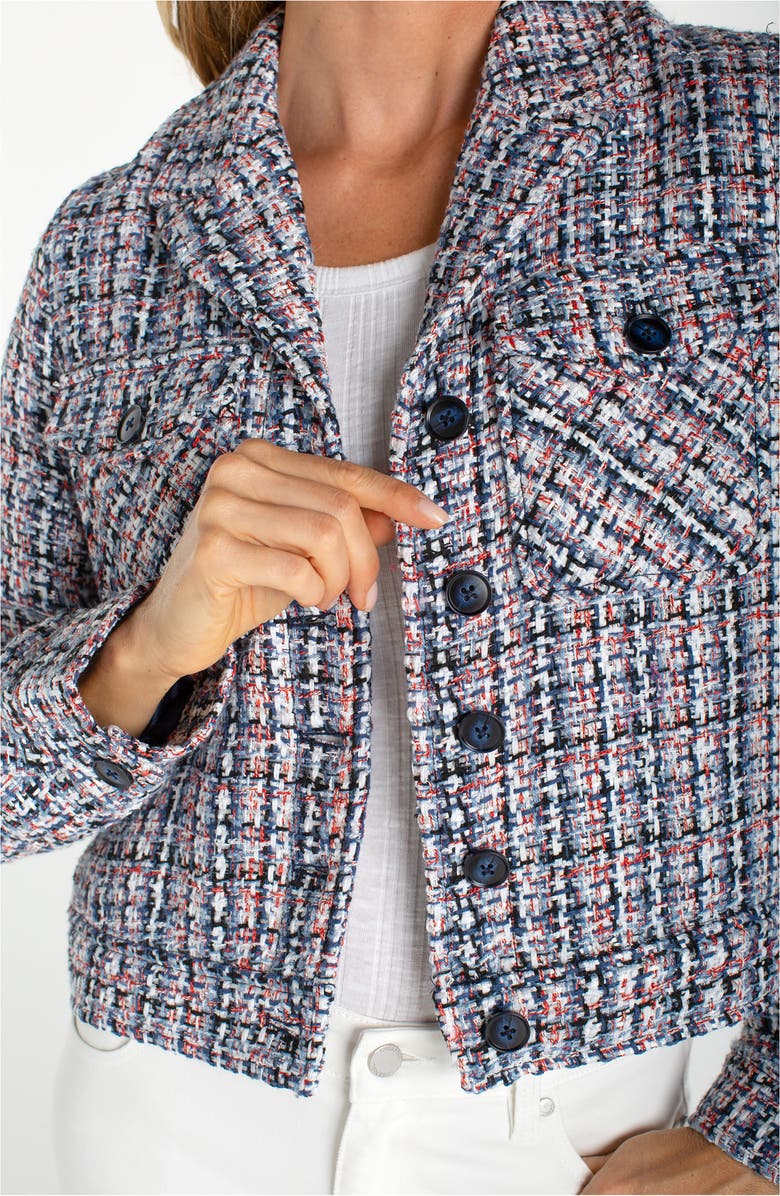 Liverpool Los Angeles Tweed Crop Jacket, Alternate, color, Navy/ Multi Plaid