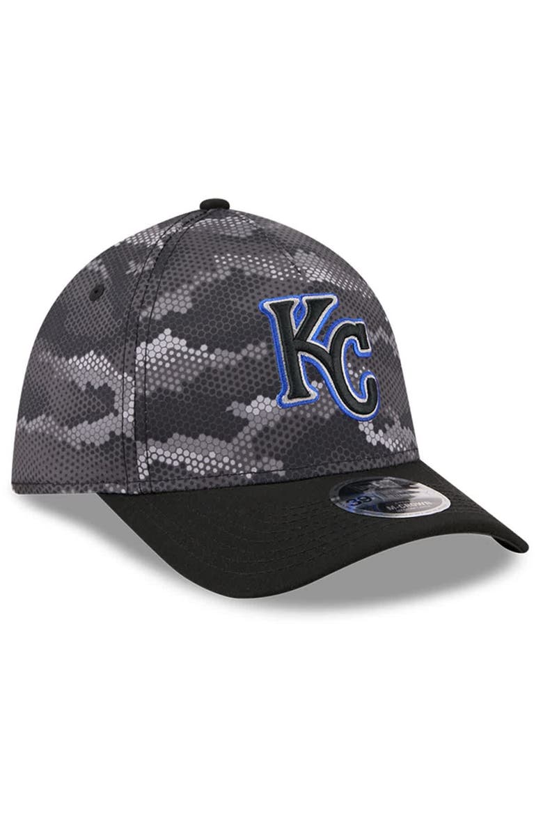 Men's New Era Black Kansas City Royals Camo 39THIRTY A-Frame Flex Hat, Alternate, color, Black