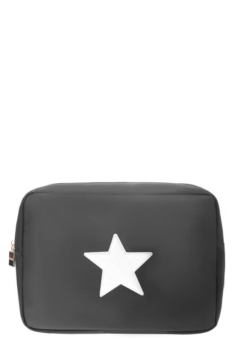 Extra Large Star Cosmetic Bag, Main, color, BLACK