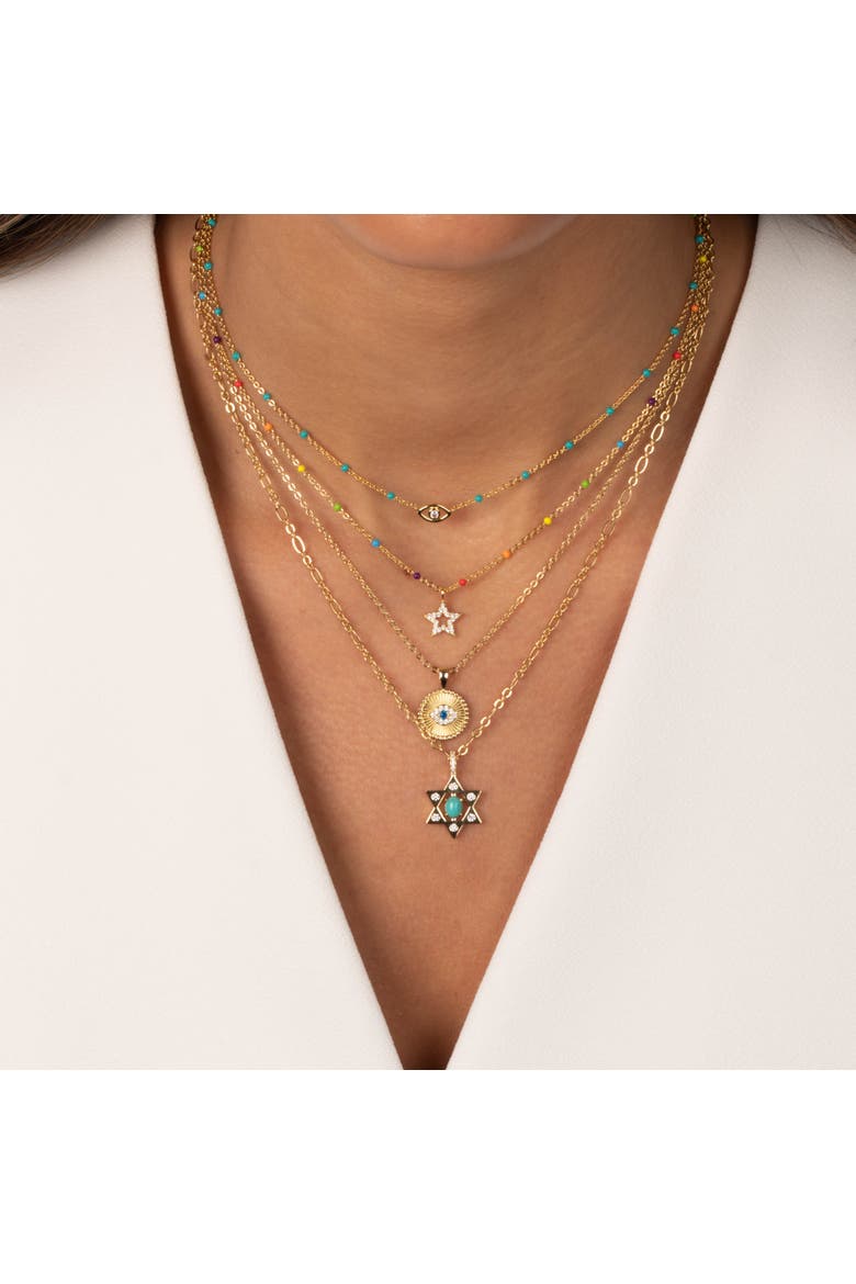 Evil Eye Turquoise Beaded Necklace, Alternate, color, Turquoise