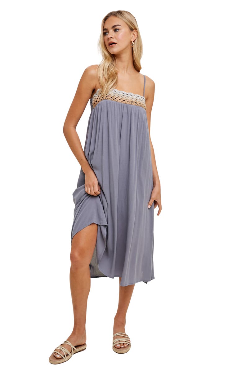 WISHLIST Knit Trim Babydoll Dress, Alternate, color, Blue