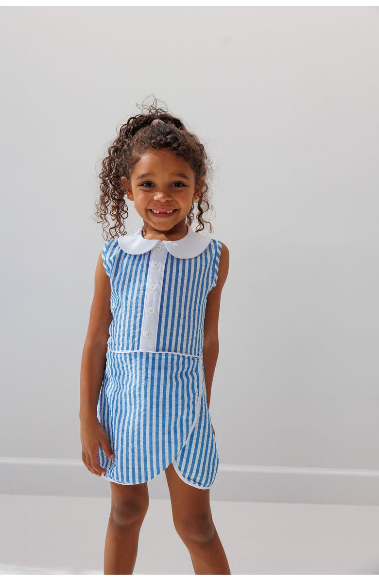 Courtside Kids Girls Seersucker Stripe Tennis Skort Dress, Alternate, color, Blue Seersucker