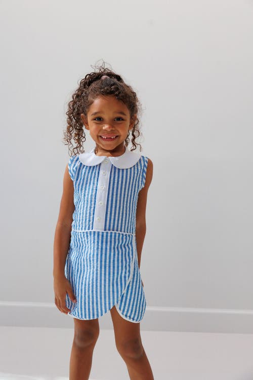 Courtside Kids Girls Seersucker Stripe Tennis Skort Dress In Blue Seersucker