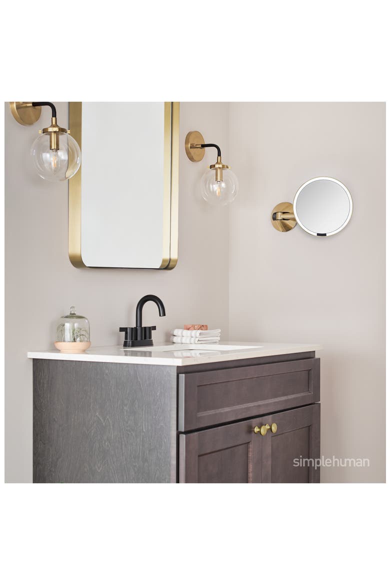 Hard Wired Wall Mount Sensor Mirror, Alternate, color, BRASS