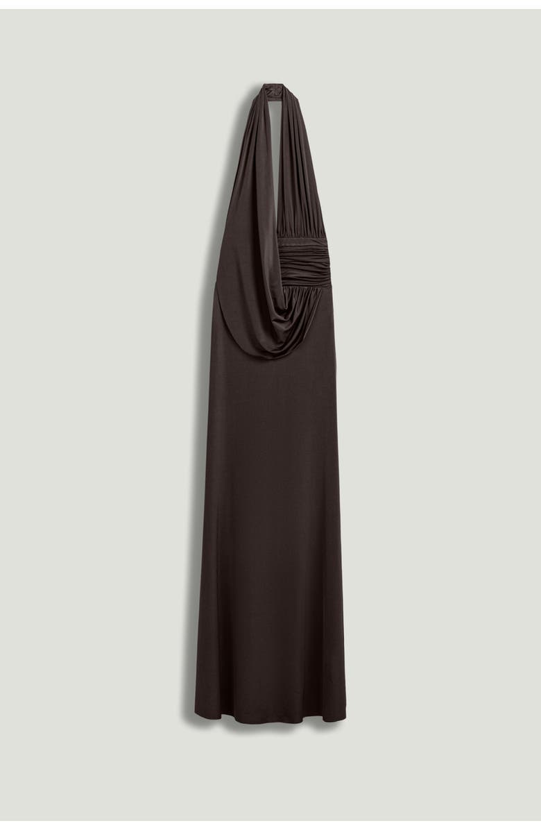 Nocturne Draped Halter Neck Maxi Dress, Alternate, color, Brown