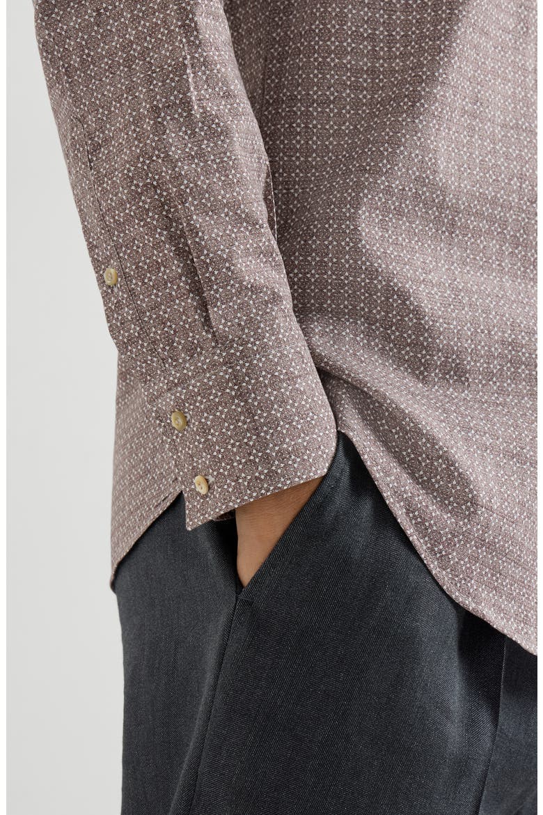 Printed twill shirt, Alternate, color, Brown