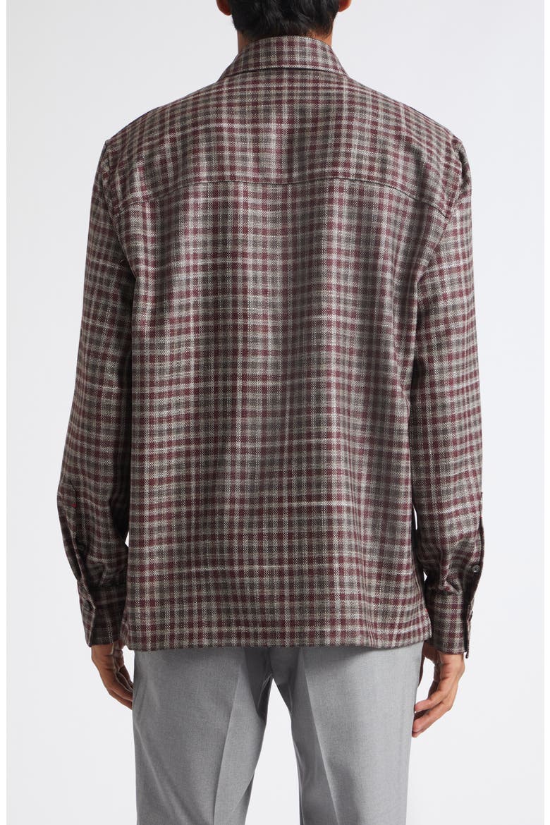 Damier Check Wool & Silk Overshirt, Alternate, color, BRUNO 400