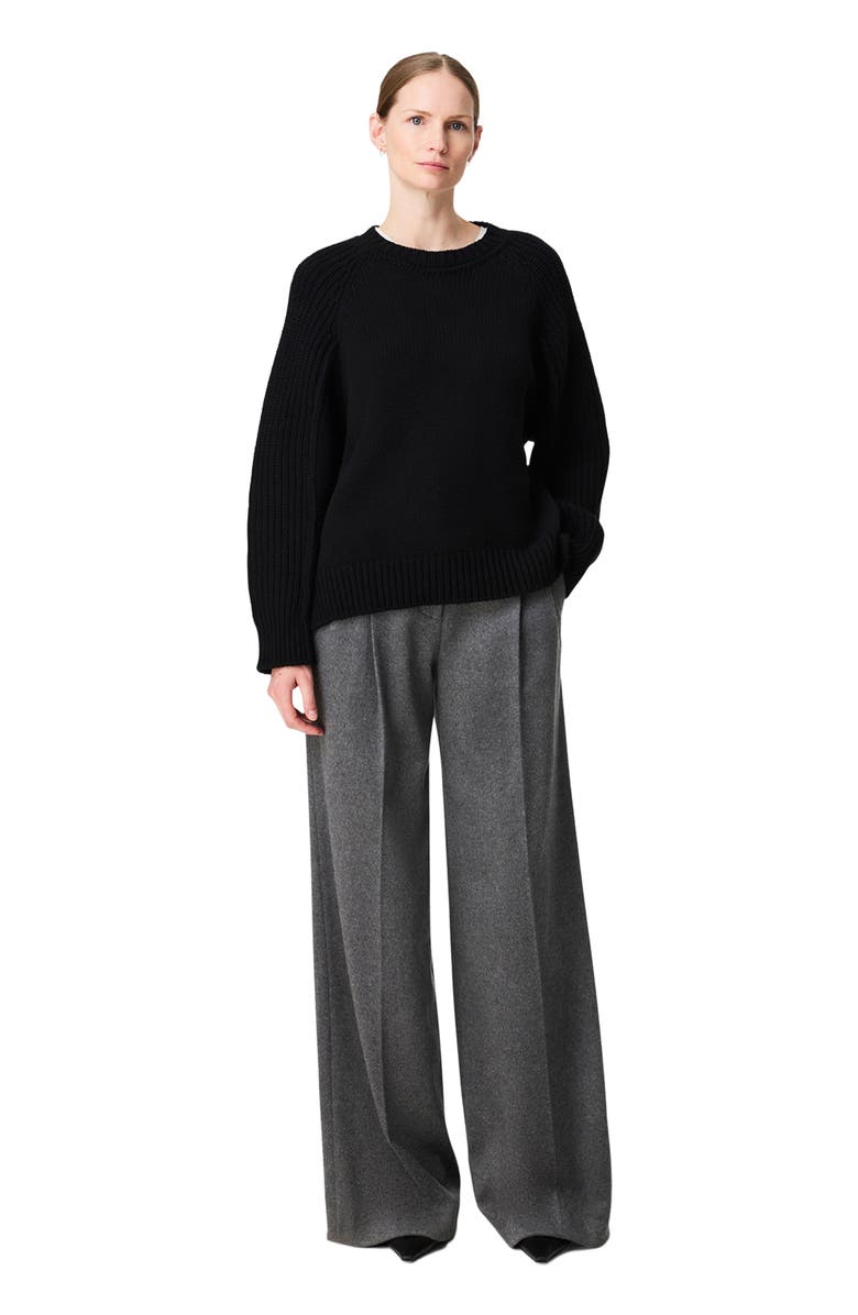 Another Tomorrow Oversized Luxe Crewneck, Main, color, Black