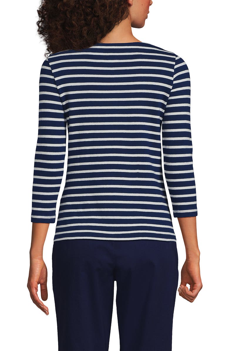 Lands' End Mariner Jersey Boatneck Top, Alternate, color, Deep Sea/Ivory Breton Stripe