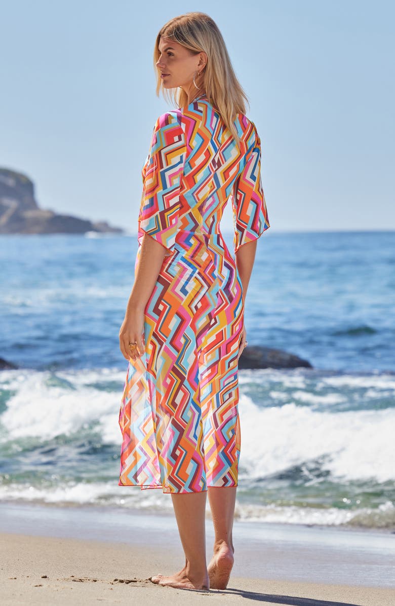 Becca Las Palmas Semisheer Mesh Cover-Up Dress, Alternate, color,