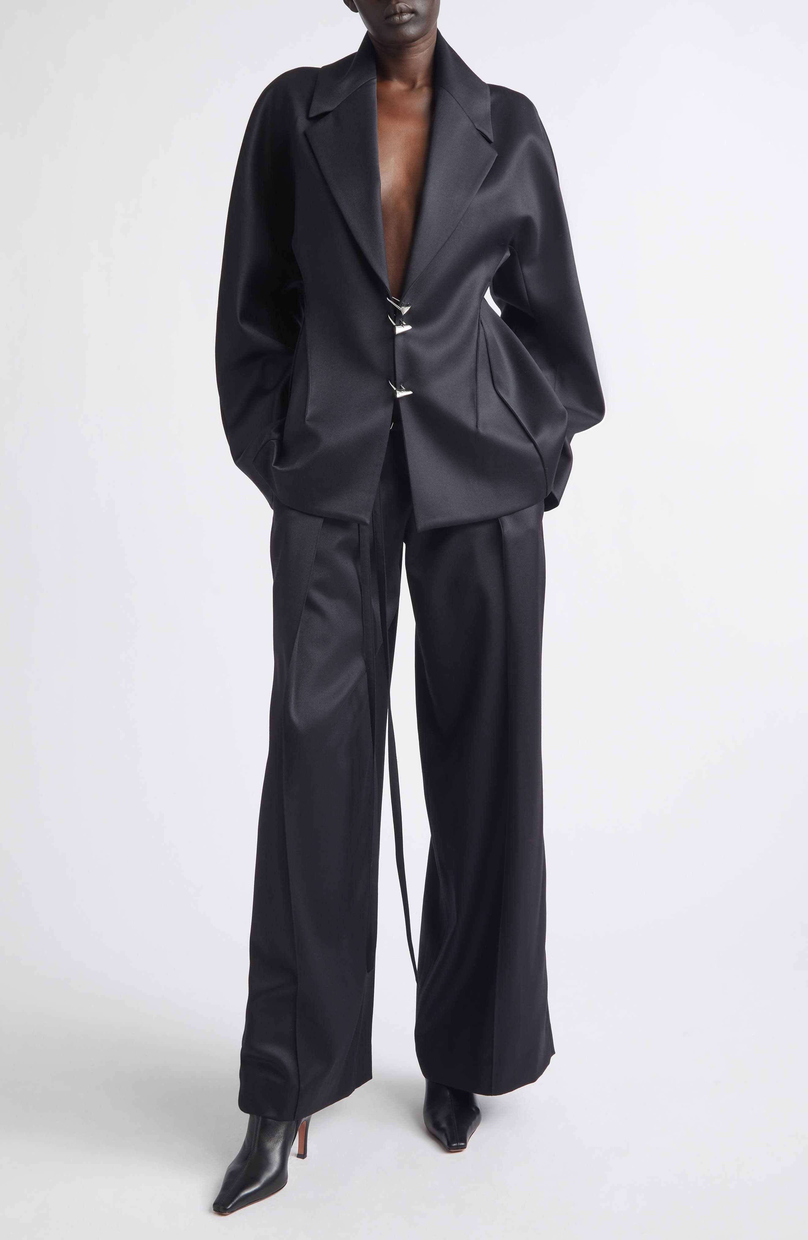 Padlocks Wool Blend Satin Blazer - image 2