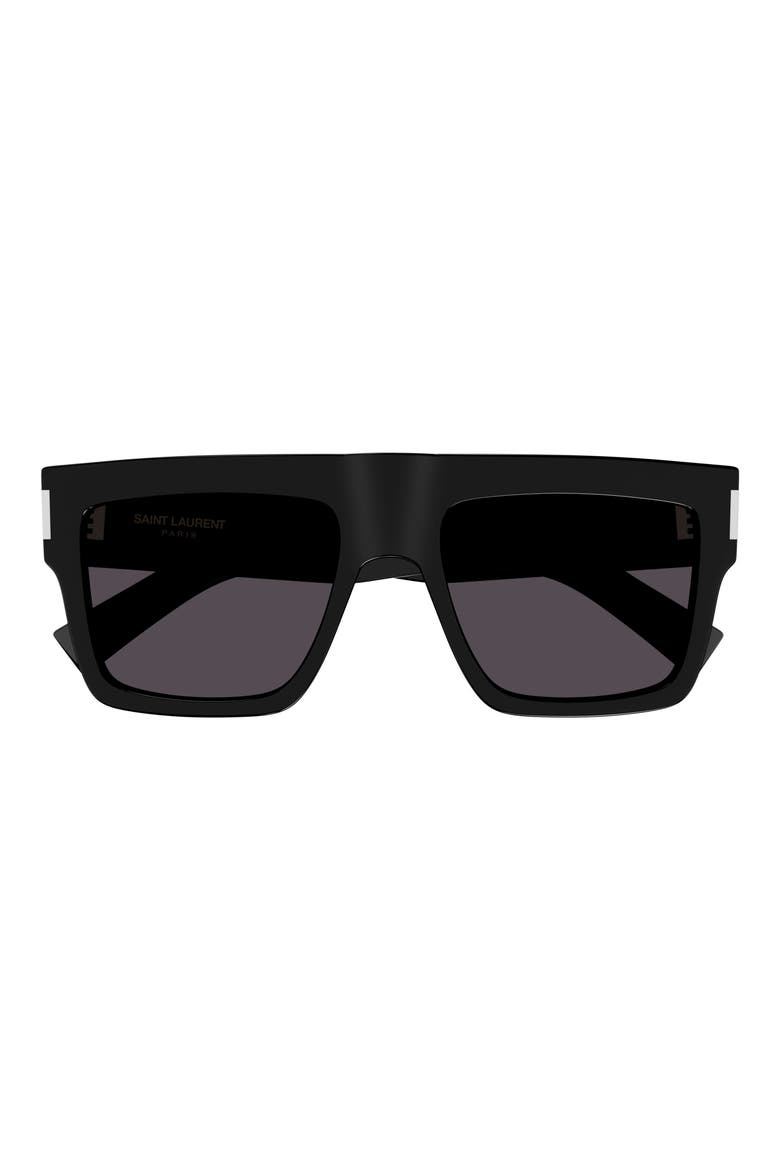 55mm Polarized Flat Top Sunglasses, Main, color, BLACK