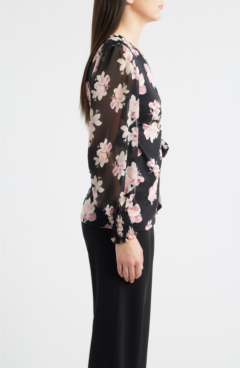 Anne Klein Floral Print Wrap Top, Alternate, color, 