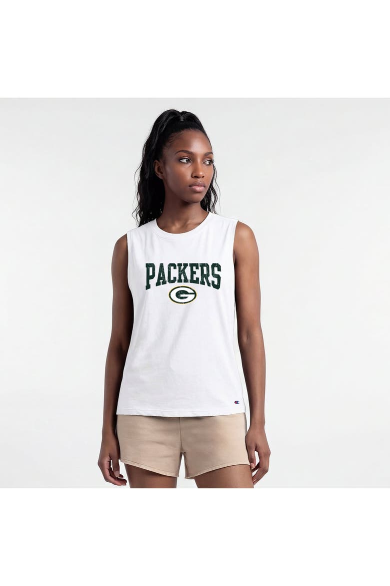 Women's Champion  White Green Bay Packers Muscle Tank Top, Main, color, White
