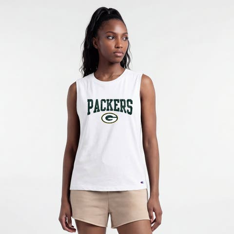 Women's Champion  White Green Bay Packers Muscle Tank Top