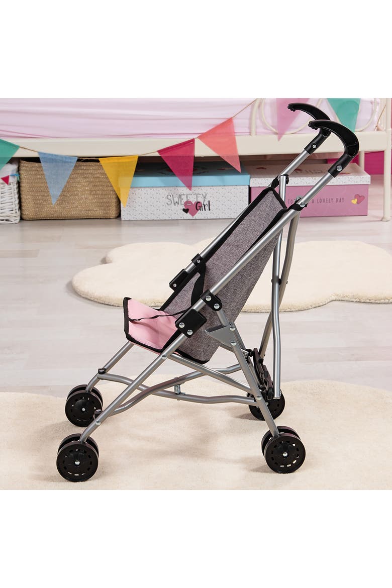 Umbrella Stroller for 18 Inch Dolls, Foldable Grey, Alternate, color, Gray