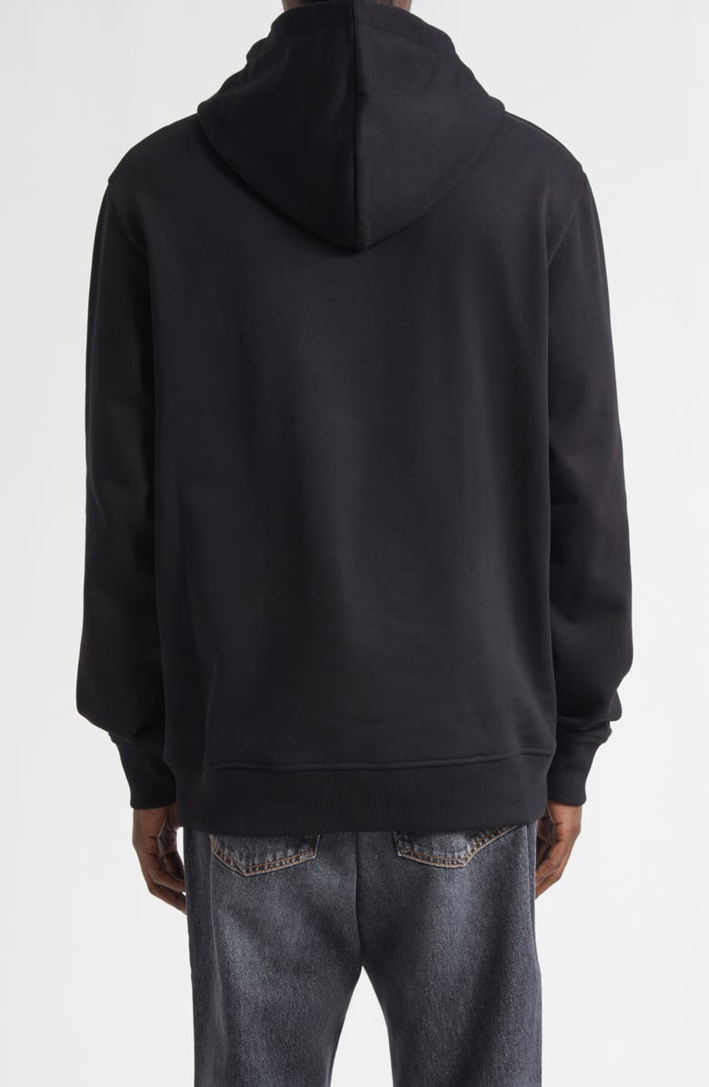 Balmain Flocked College Flag Appliqué Terry Cloth Hoodie, Alternate, color, Black/ Red