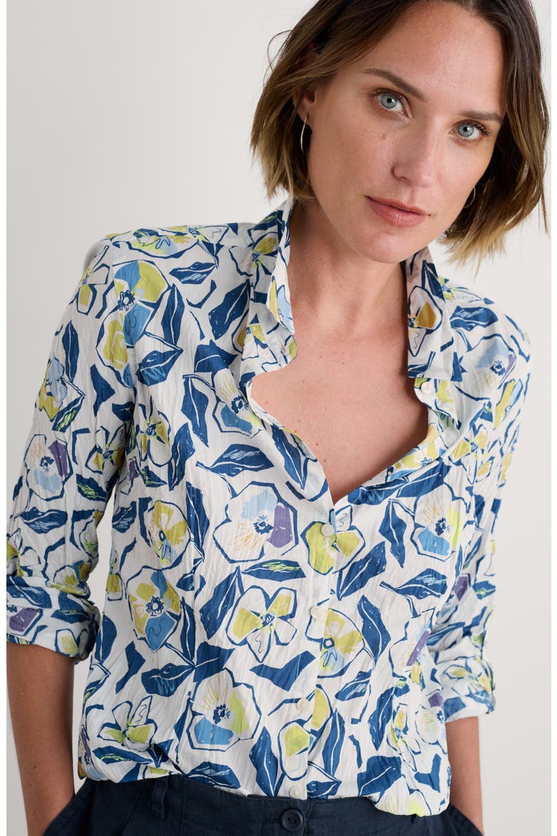 Larissa Floral Organic Cotton Button-Up Shirt, Alternate, color, SKETCHBOOK POPPIES CHALK