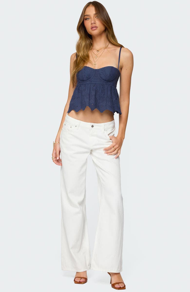 EDIKTED Emme Cotton Eyelet Crop Top, Alternate, color, Blue