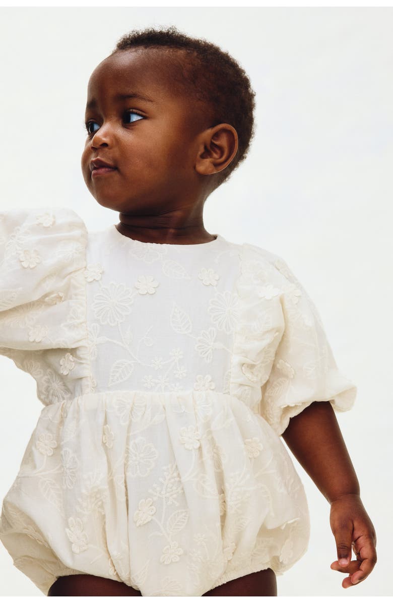 H&M Broderie Anglaise Romper Suit, Alternate, color, Cream