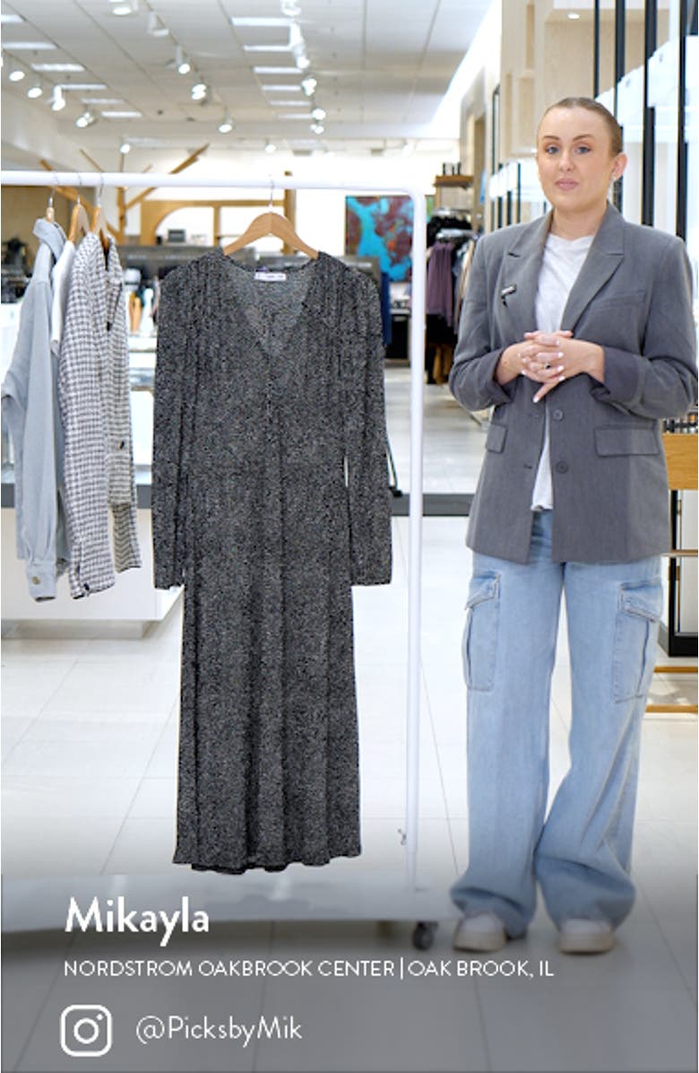 Dot Split Neck Long Sleeve Dress, sales video thumbnail