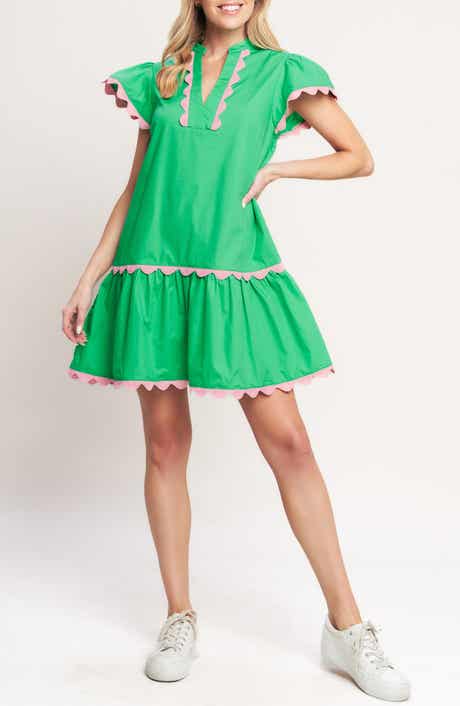 FLYING TOMATO Scalloped Drop Waist Minidress