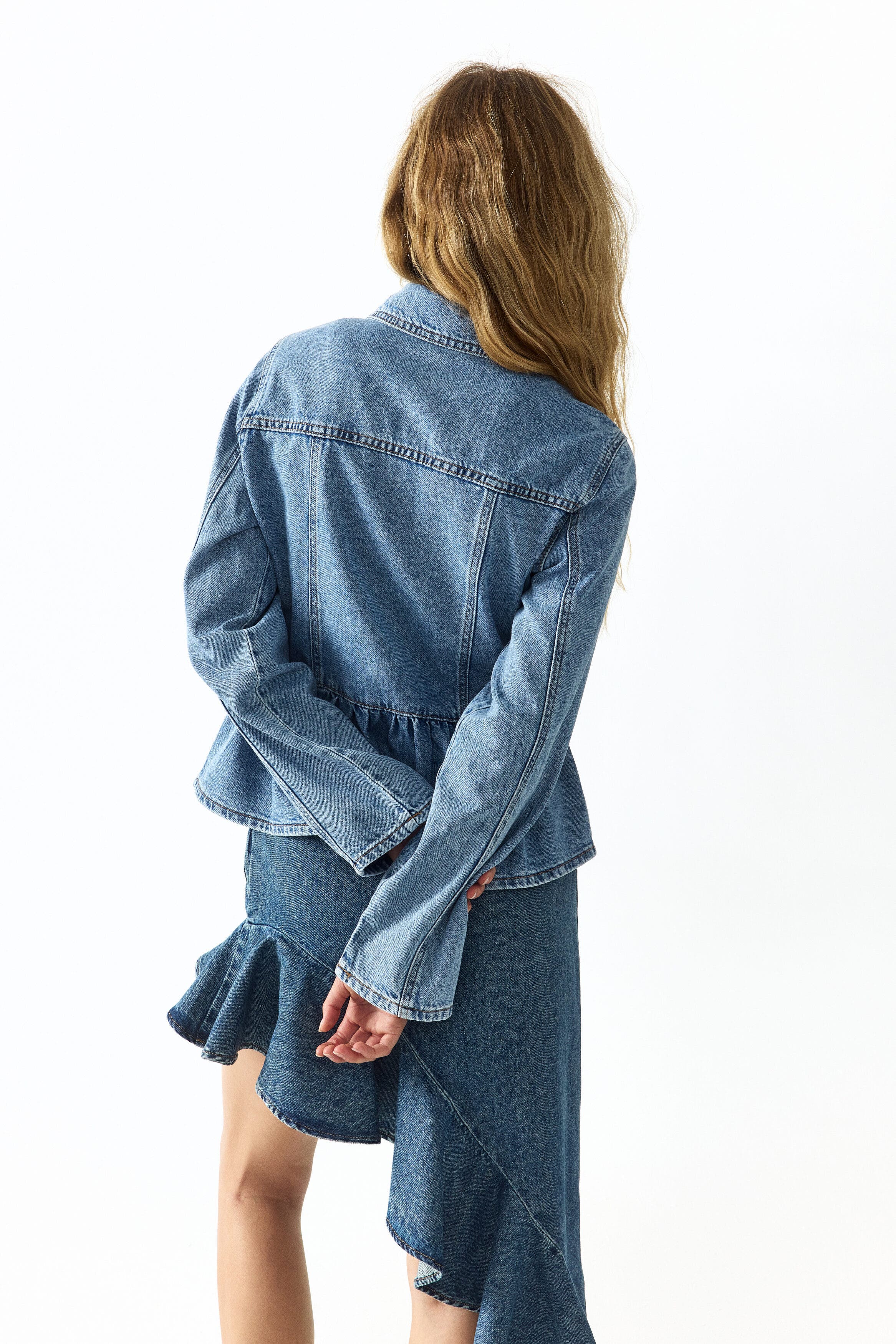 Denim peplum jacket - image 2