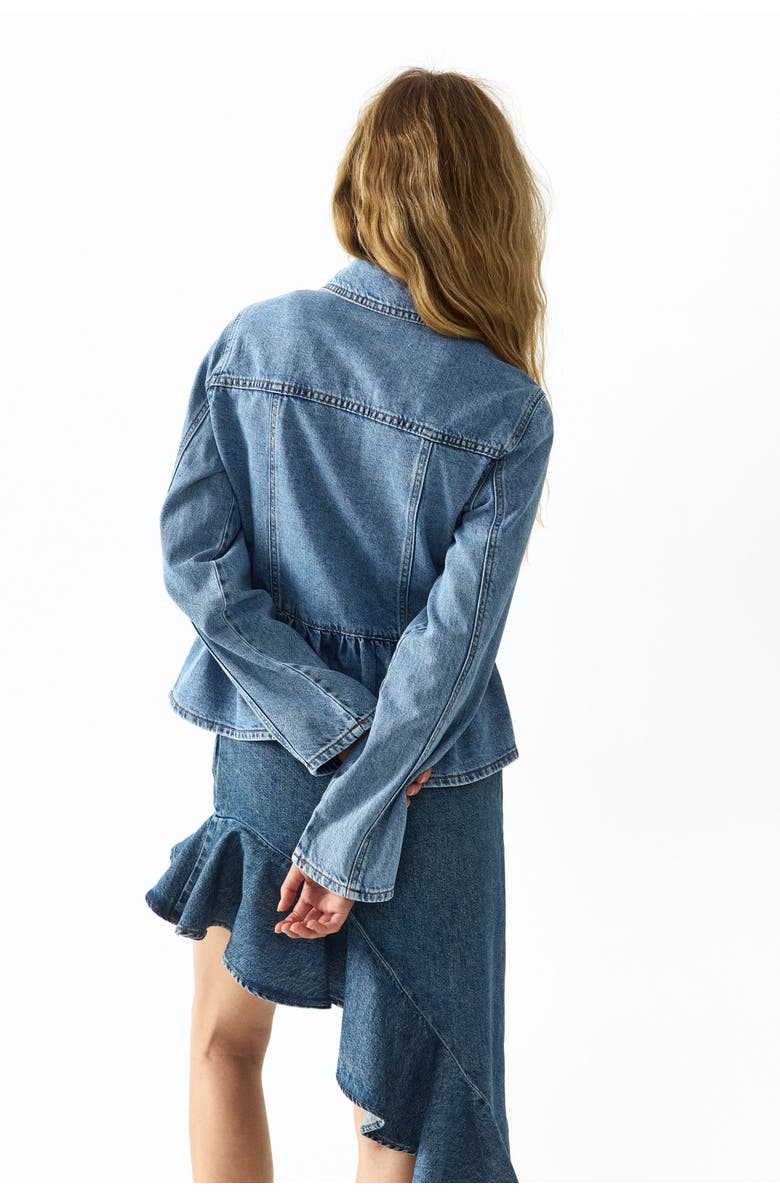 H&M Denim peplum jacket, Alternate, color, Light Denim Blue