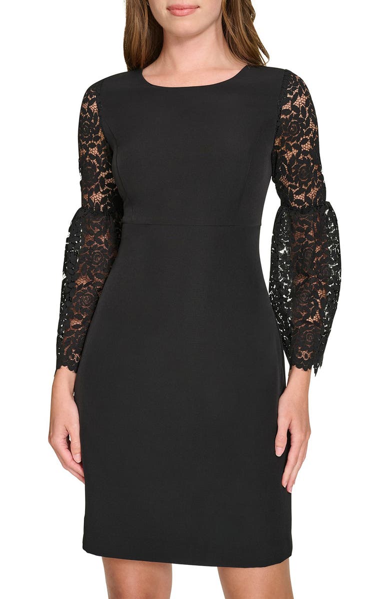 Tommy Hilfiger Lola Lace Sleeve Dress, Alternate, color, Black