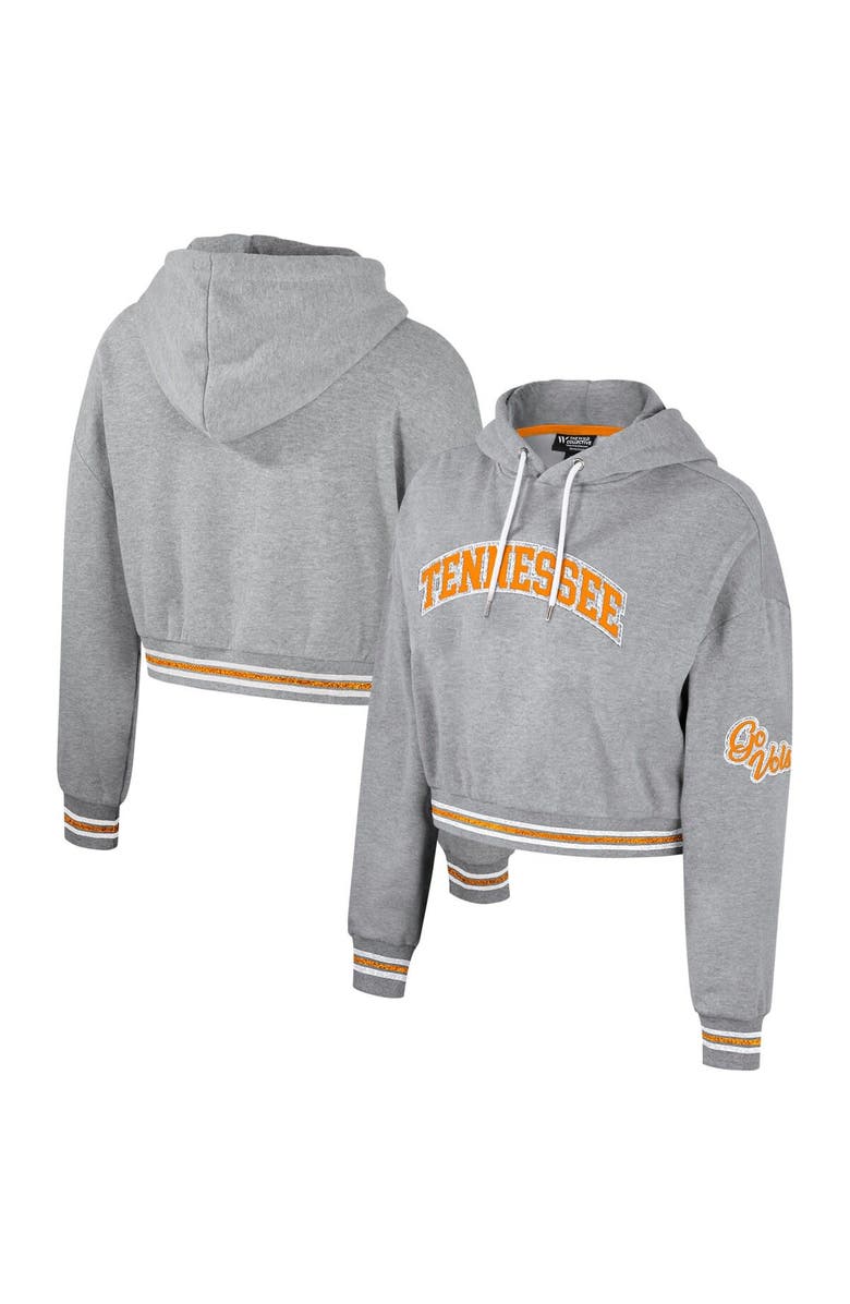 THE WILD COLLECTIVE Women's The Wild Collective Heather Gray Tennessee Volunteers Cropped Shimmer Pullover Hoodie, Alternate, color, 