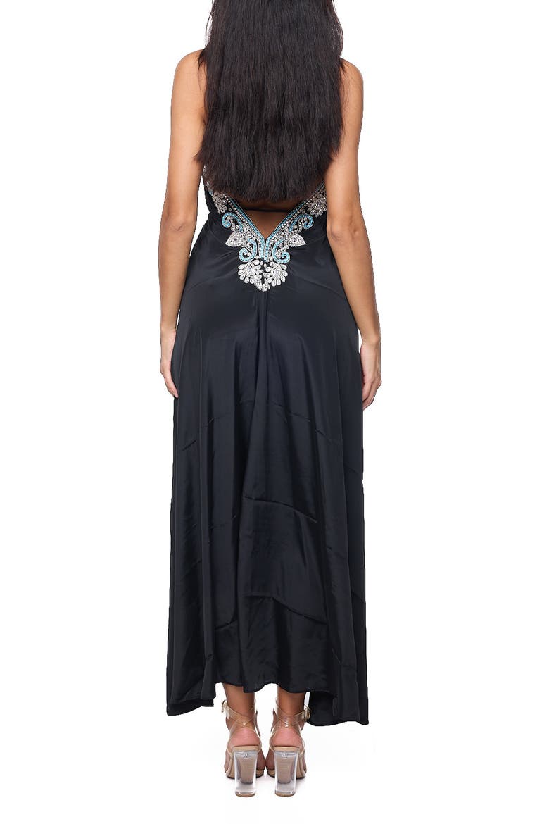 Embellished Halter Dress, Alternate, color, NAVY